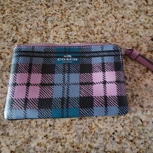Coach Plaid Small wristlet Lilac and blue